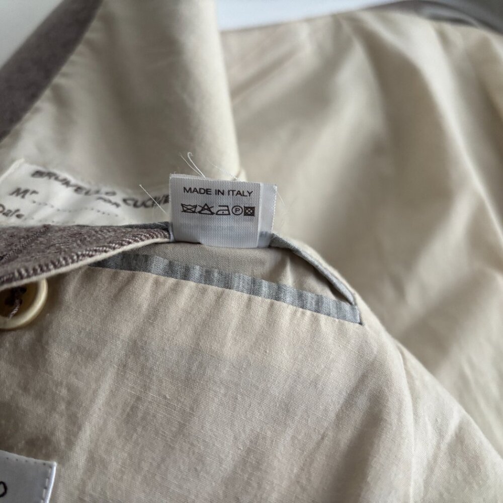 $5500 Brunello Cucinelli Wool Cashmere Herringbone Sport Coat Elbow Patch - 40 - Picture 16 of 16